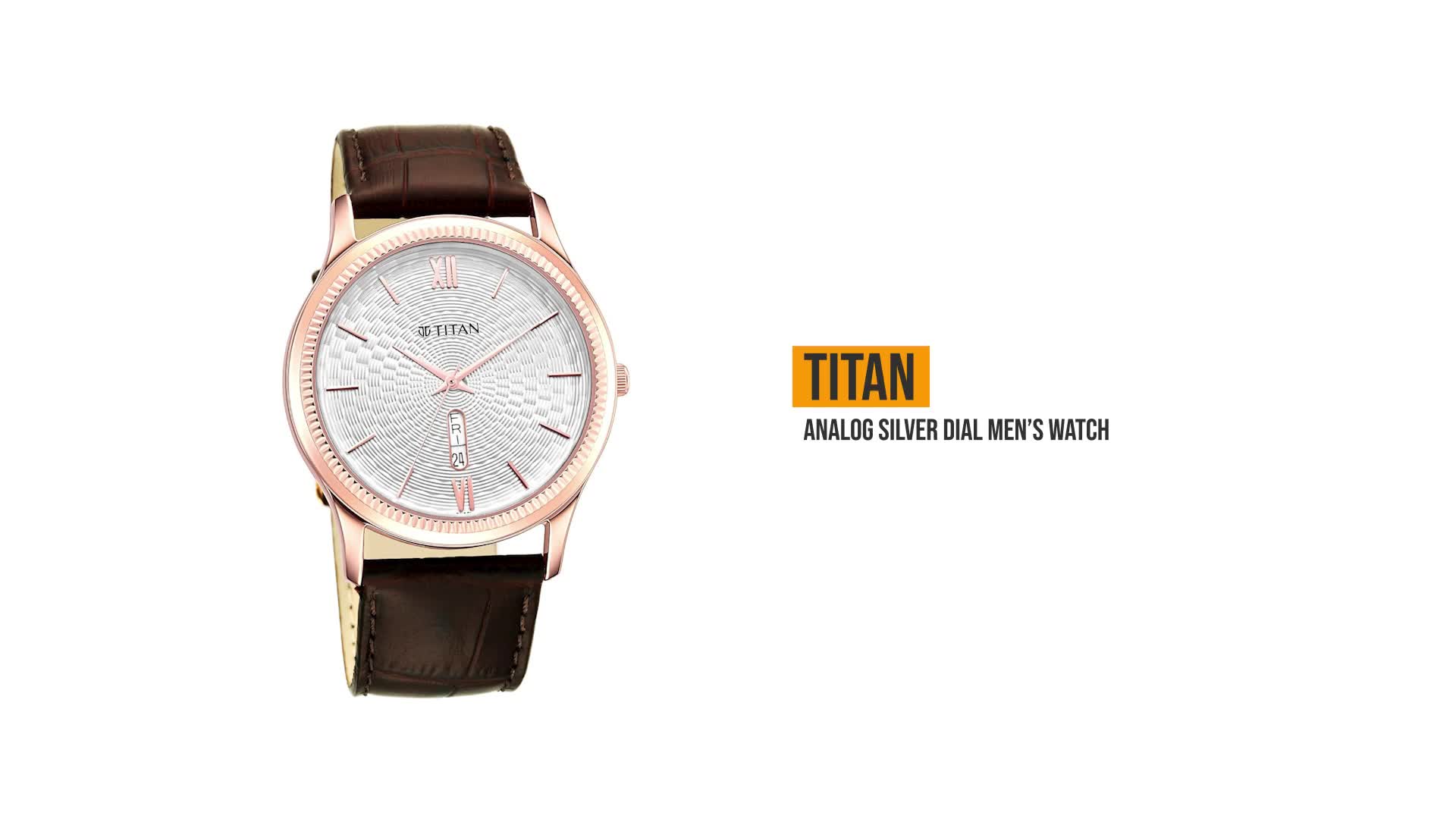 BRUNT letter (ブラント　レッテル)　タンカラー Titan Quartz Analog with Day & Date White Dial Brown Leather Strap